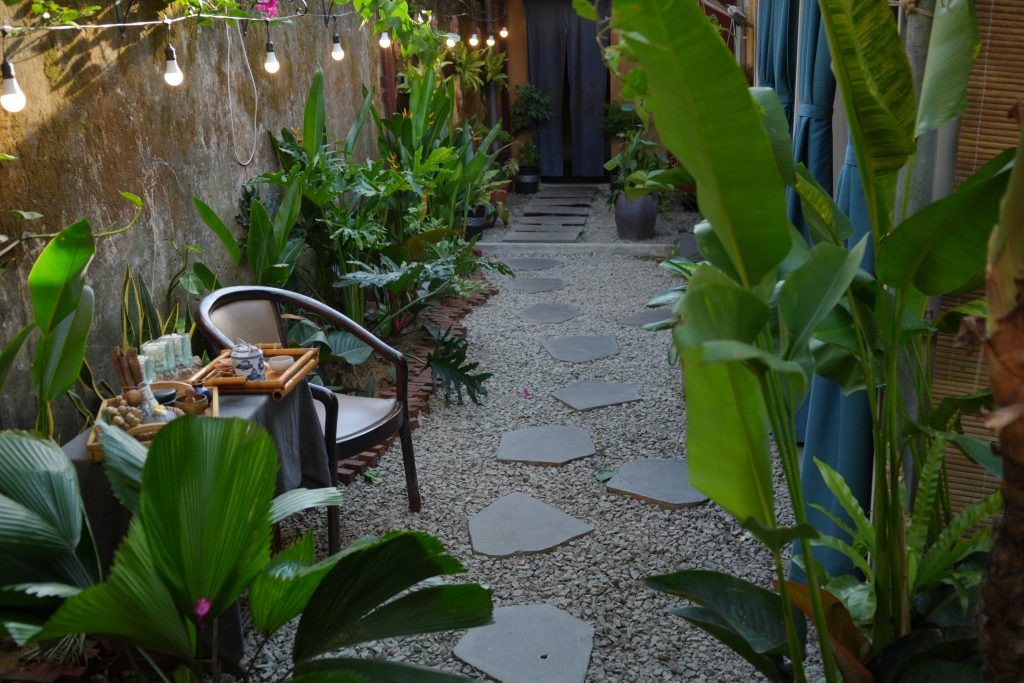 Spa interior with tropical plants at Agarwood Spa Hoi An